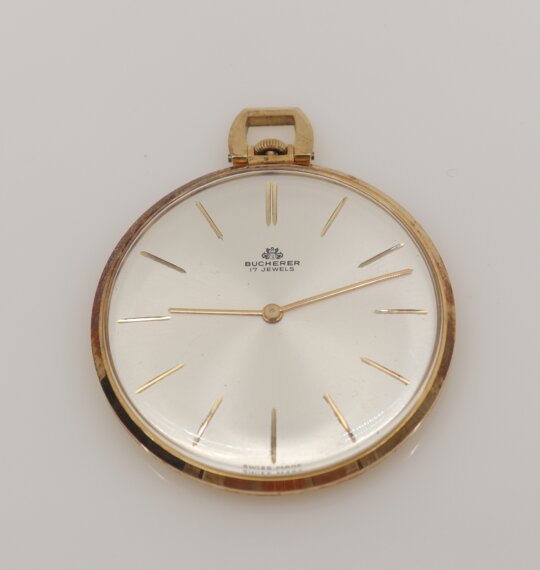 128: Bucherer 18K gold pocket watch