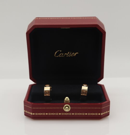 136: Cartier - A Pair of Diamond-Set LOVE Hoop Earrings Ref. CRB8022900