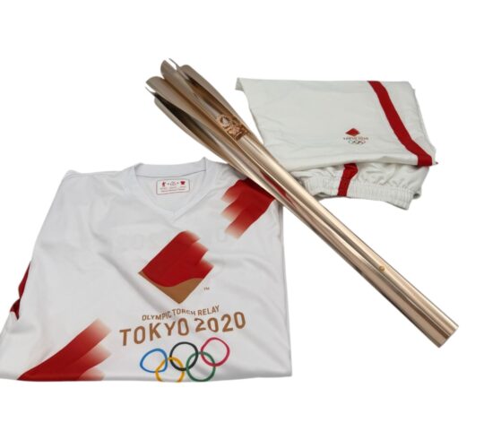 172: Tokyo 2020 Olympic Games - Official Used Olympic Torch with Torchbearer Uniform and Photographic Documentation