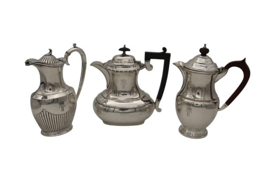179: A Group of Three Silver-Plated Serving Vessels Bearing the Royal Cypher of King George II of Greece