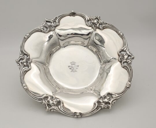 180: A Silver-Plated Centrepiece Bowl Bearing the Royal Cypher of King George II of Greece