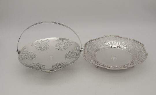 182: A Silver-Plated Serving Basket and a Bowl Bearing the Royal Cypher of King George II of Greece (1890-1947)